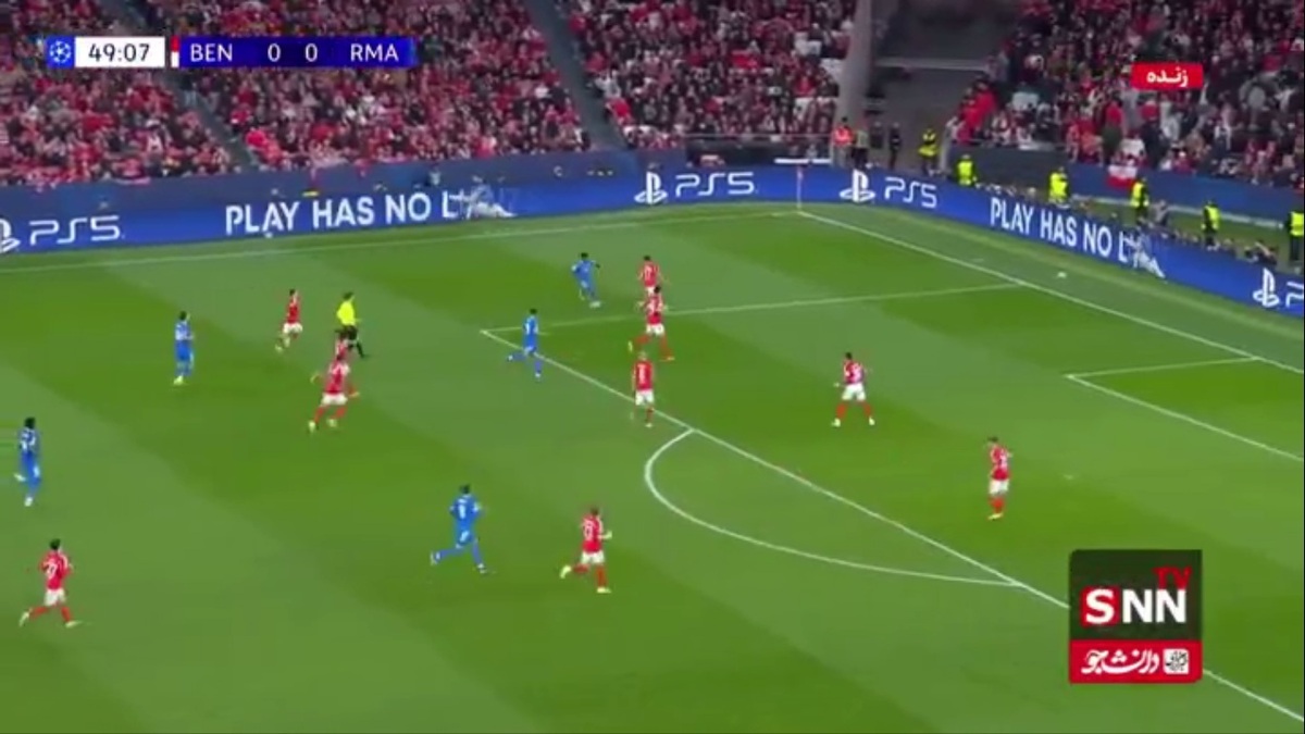 گل اول رئال&zwnj;مادرید به بنفیکا توسط وینیسیوس در دقیقه 50