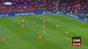 گل اول رئال‌مادرید به بنفیکا توسط وینیسیوس در دقیقه 50