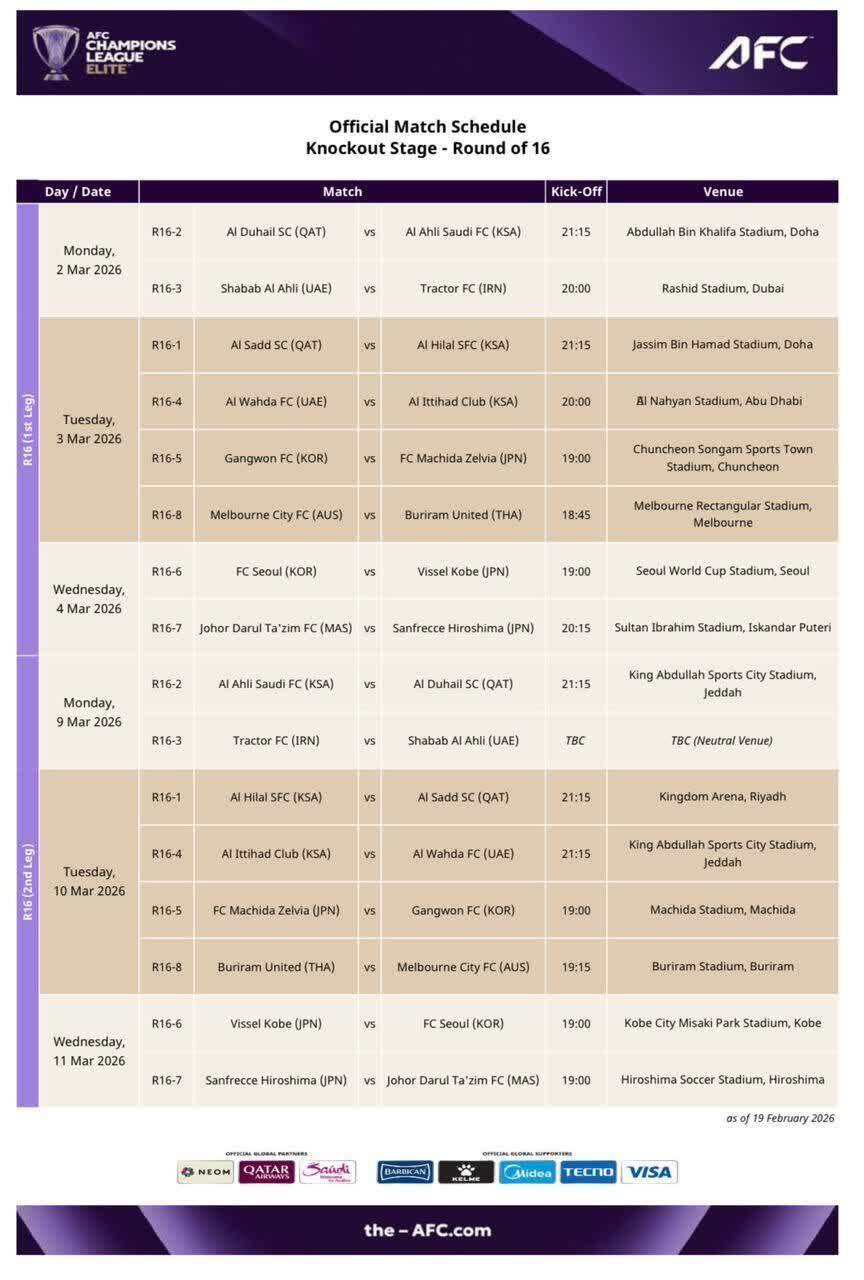 بازی برگشت تراکتور و شباب الاهلی در زمین بی‌طرف برگزار می‌شود | اخبار ورزشی