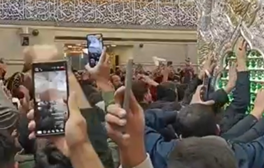 خروش مردم عراق در حرم سیدالشهدا پس از اعلام شهادت رهبر انقلاب