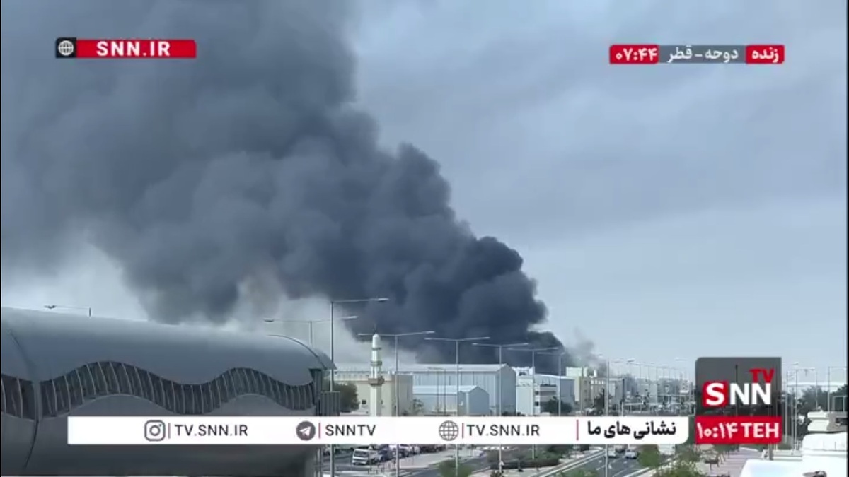 بلند شدن ستون دود در دوحه قطر