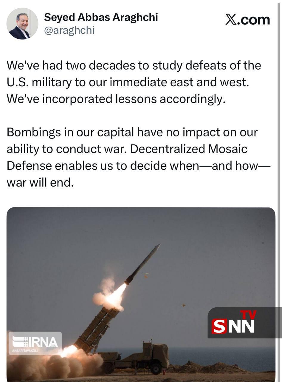 عراقچی: زمان و نحوه پایان جنگ را ما تعیین می کنیم