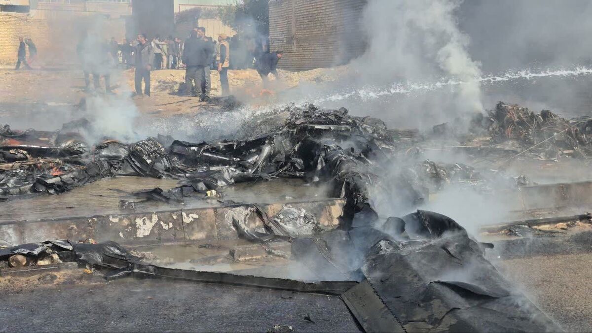 ببینید| لاشۀ هرمس ۹۰۰ اسرائیلی که در اشتهارد البرز سرنگون شد