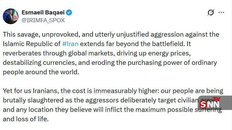 بقائی: تجاوز آمریکا و رژیم صهیونیستی قیمت انرژی را افزایش داده و مردم ایران را هدف قرار داده است