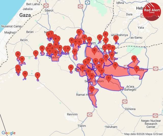 حمله موشکی ایران به جنوب اراضی اشغالی
