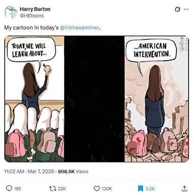 کارتونیست ایرلندی به جنایت آمریکایی‌ها در میناب واکنش نشان داد