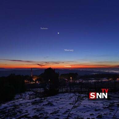 تصویر روز ناسا؛ هم‌نشینی هلال ماه با زهره، عطارد و زحل