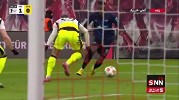 گل اول لایپزیش به دورتموند توسط بوامگارتنر در دقیقه 20