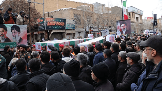 تشییع ۶ شهید راهداری حملات دشمن آمریکایی-صهیونیستی در زنجان برگزار شد