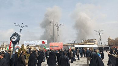 حمله دشمن آمریکایی-صهیونی به همدان همزمان با مراسم تشییع شهدا / فریاد «الله اکبر» مردم همدان در برابر موشک‌های دشمن+فیلم