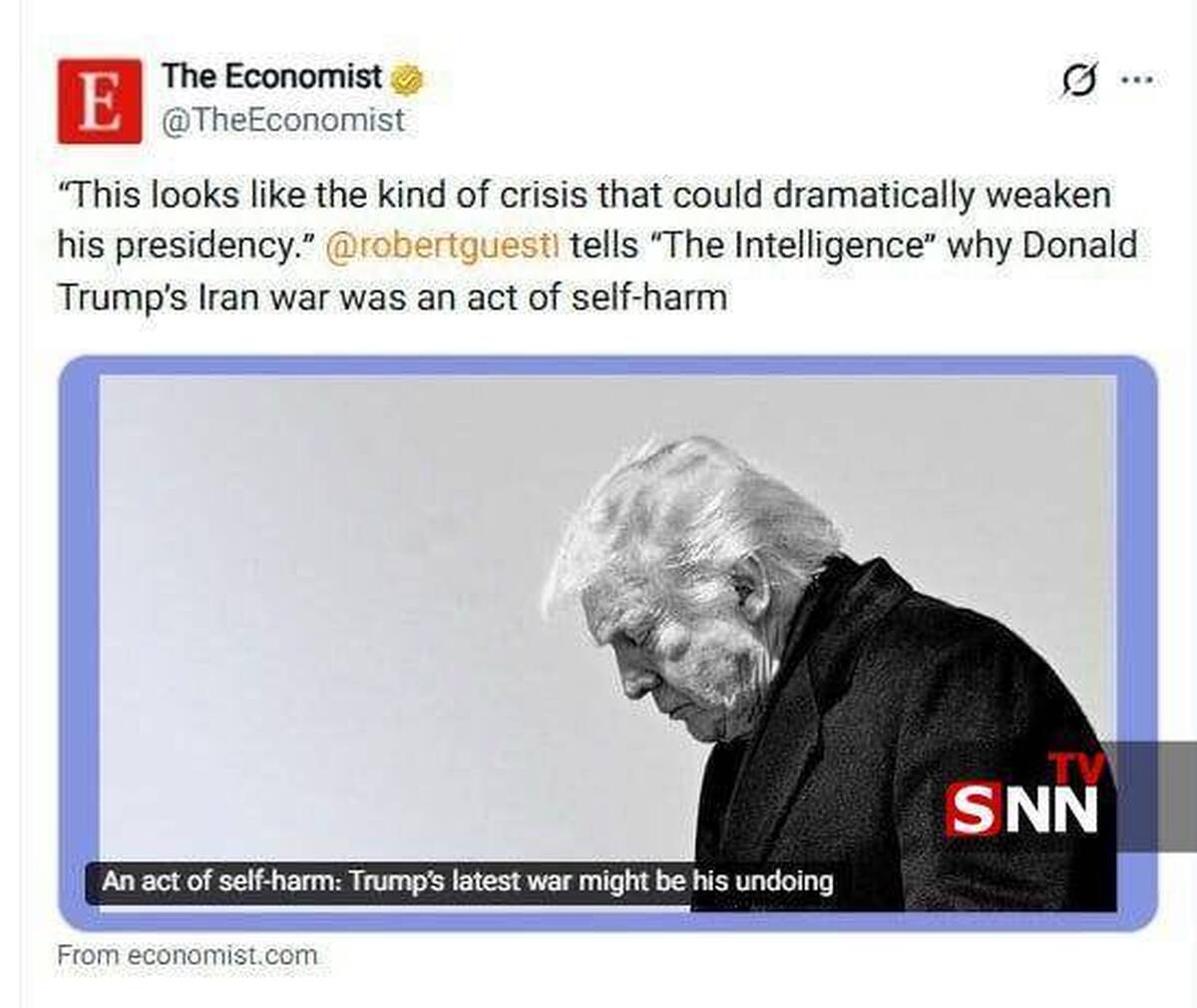 اکونومیست: جنگ با ایران ممکن است ترامپ را نابود کند