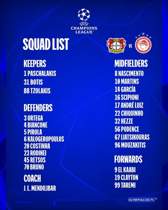 حضور طارمی در لیست المپیاکوس برای دیدار مقابل بایرلورکوزن حضور طارمی در لیست المپیاکوس برای دیدار مقابل بایرلورکوزن