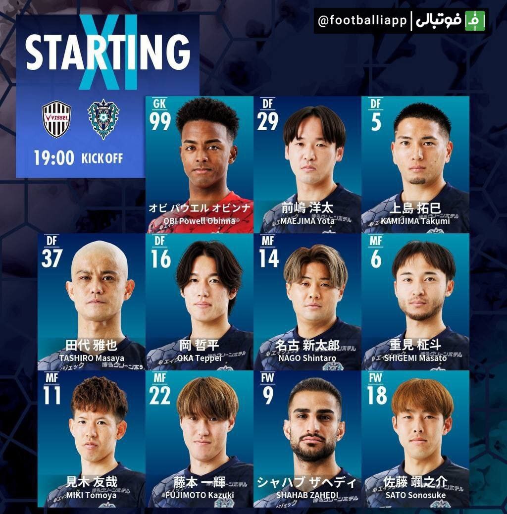 حضور شهاب زاهدی در ترکیب آویسپا برابر ویسل کوبه در هفته چهارم جی‌لیگ | اخبار ورزشی