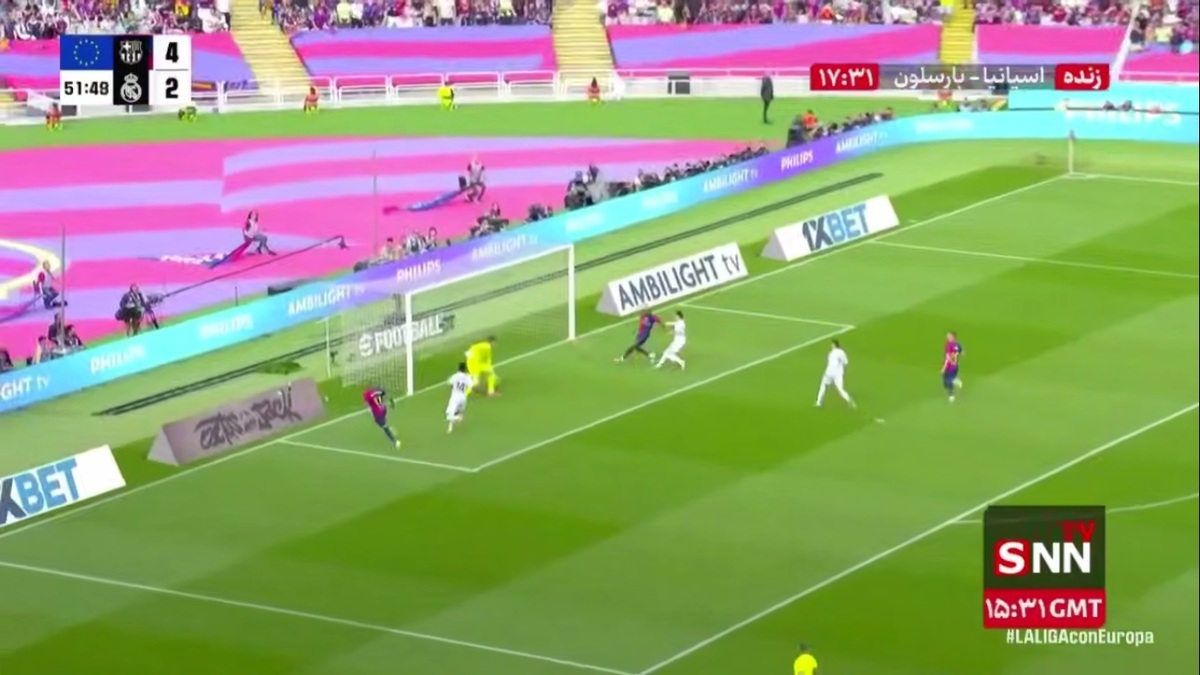 گل پنجم بارسلونا به رئال مادرید توسط یامال که به دلیل آفساید مردود اعلام شد