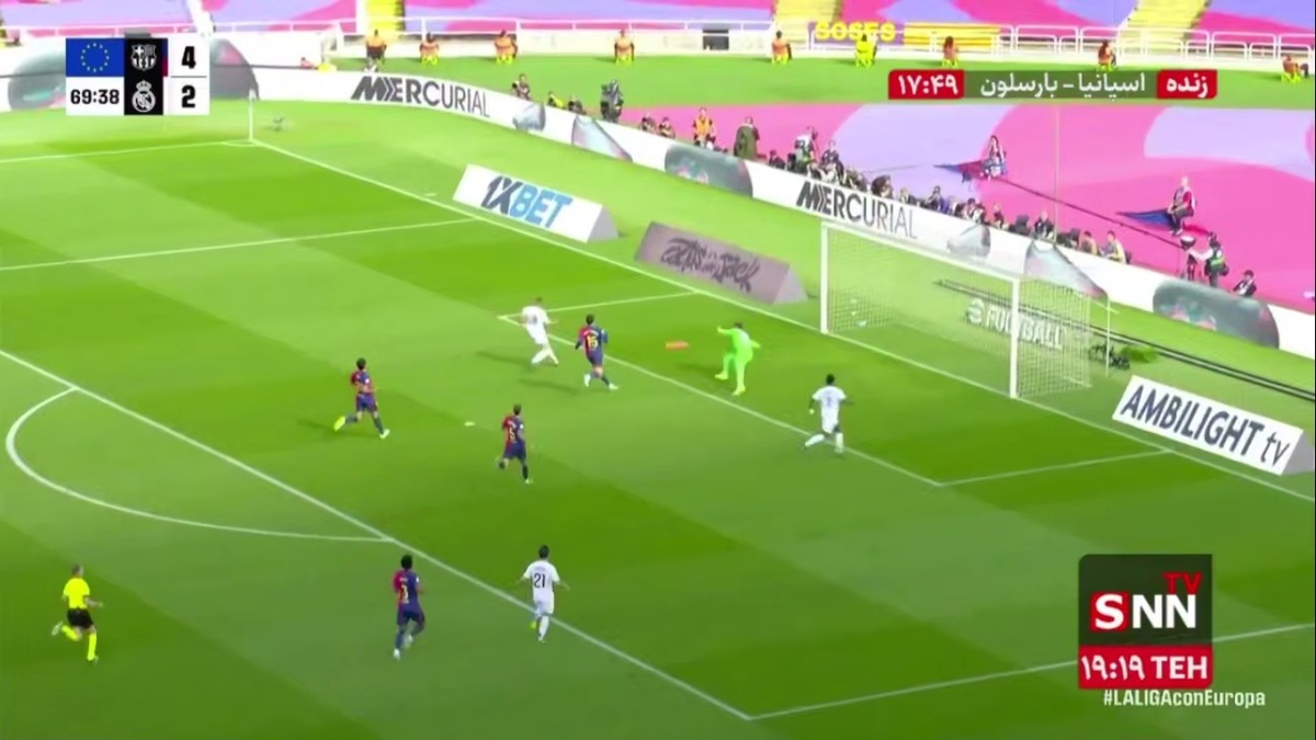 گل سوم رئال مادرید به بارسلونا با هتریک امباپه در دقیقه 70