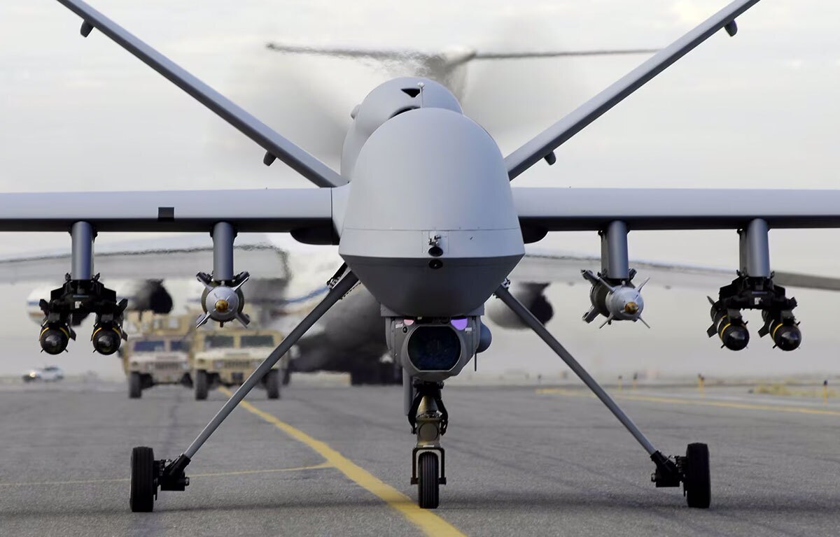 تصاویر منتشر شده از سرنگونی یک پهپاد آمریکایی از نوع MQ-۹ Reaper امشب بر فراز استان صعده در یمن