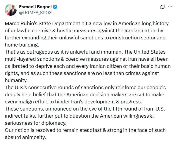 تحریم&zwnj;های جدید آمریکا نشانه عدم جدیت این کشور در دیپلماسی است