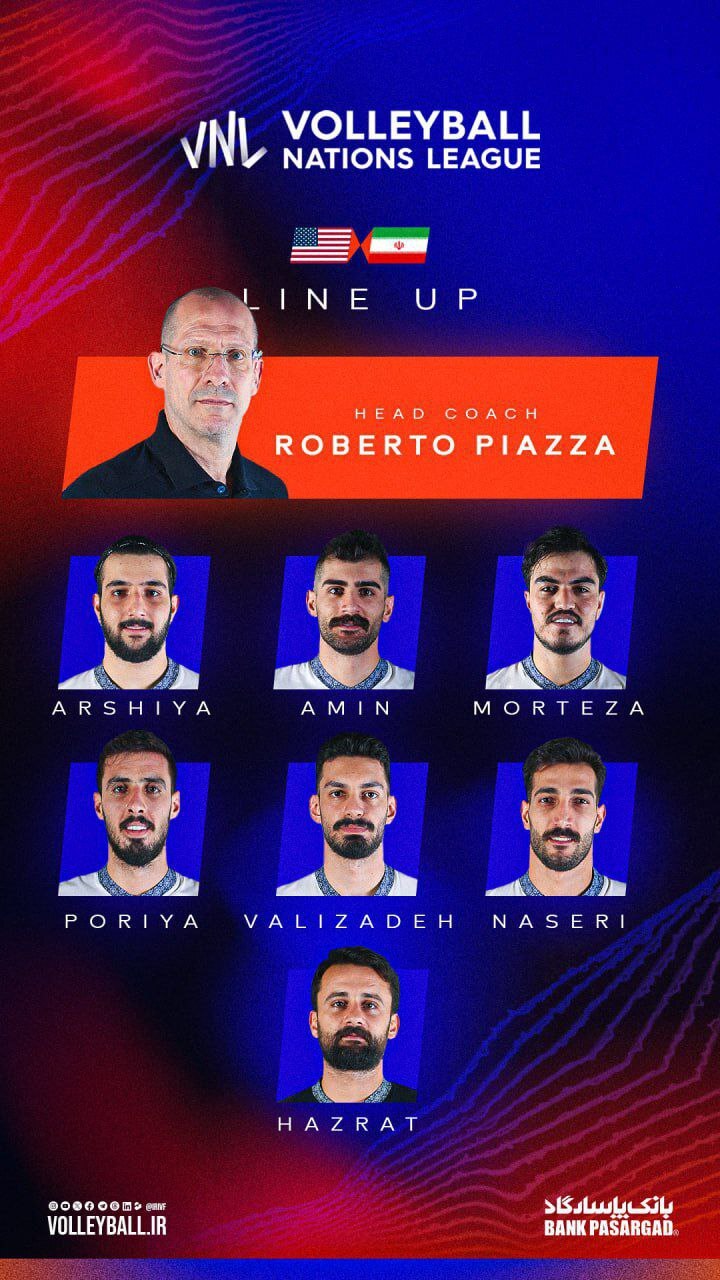 ترکیب تیم ملی والیبال ایران و آمریکا ترکیب تیم ملی والیبال ایران و آمریکا
