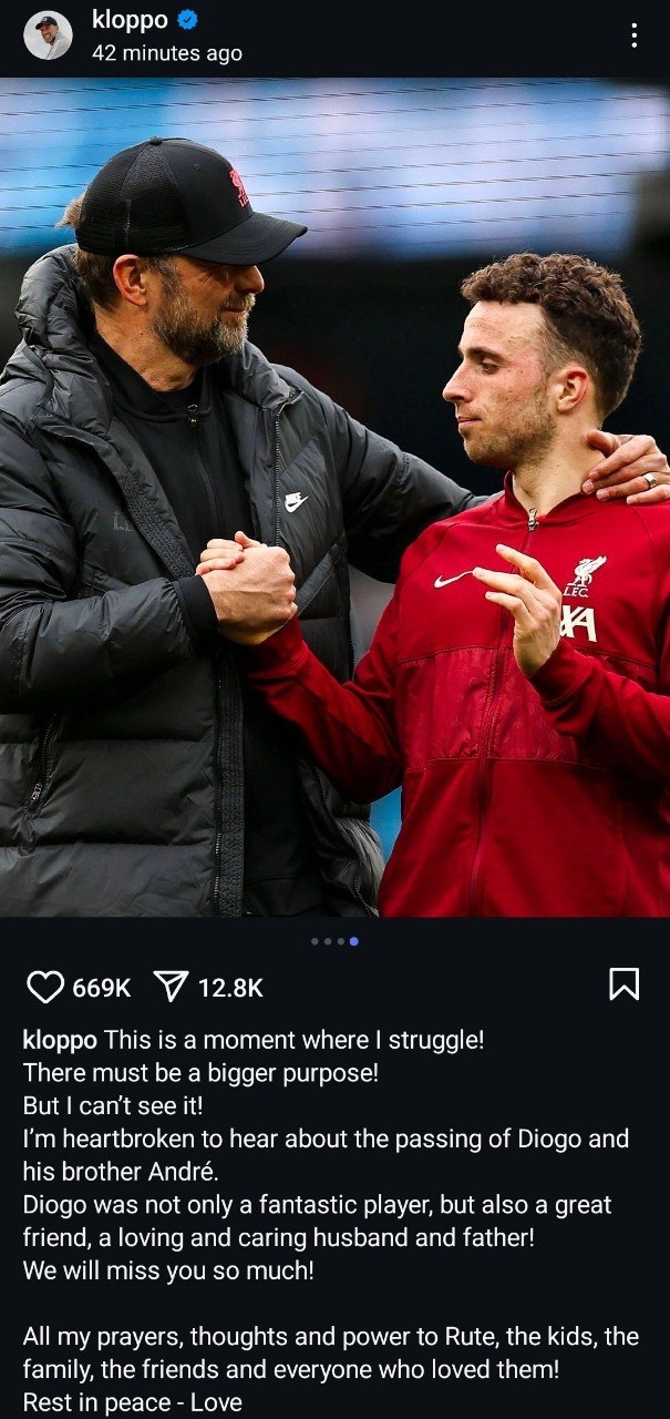 یورگن کلوپ: مرگ ژوتا قلبم را شکست یورگن کلوپ: مرگ ژوتا قلبم را شکست