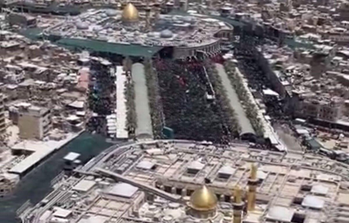 تصویری هوایی از حضور دستهٔ طویریج در کربلا