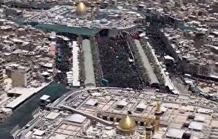 تصویری هوایی از حضور دستهٔ طویریج در کربلا