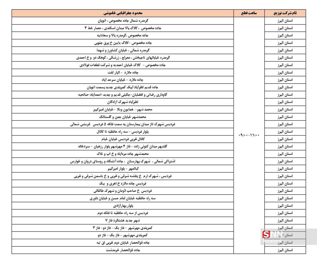 اعلام جدول زمان&zwnj;بندی خاموشی برق در استان البرز/ صرفه&zwnj;جویی ضروری است