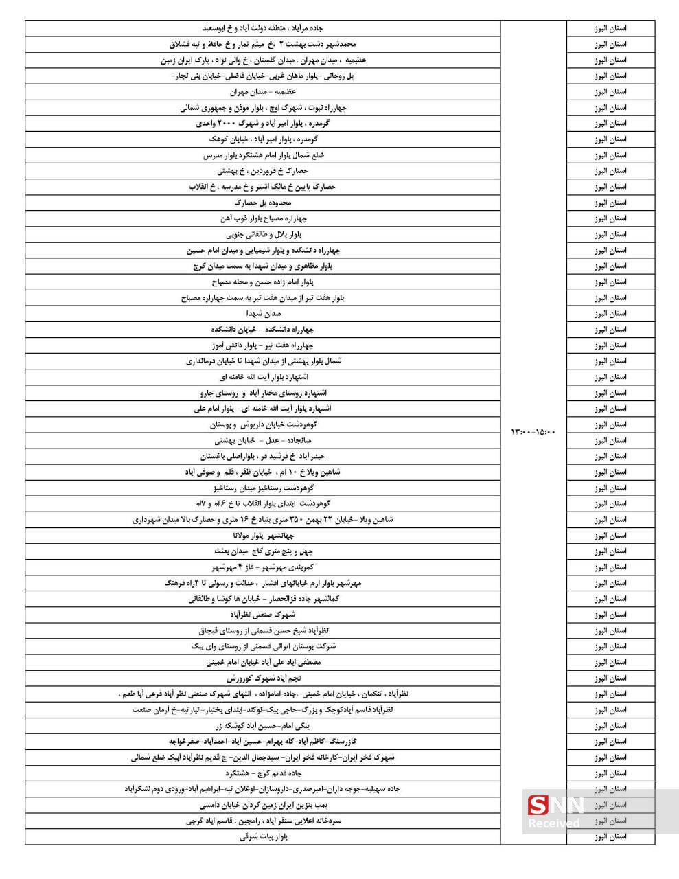 اعلام جدول زمان&zwnj;بندی خاموشی برق در استان البرز/ صرفه&zwnj;جویی ضروری است