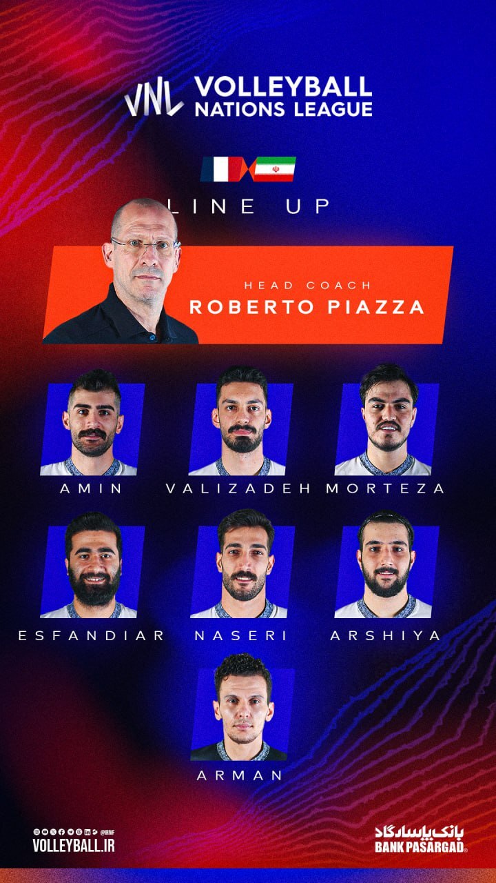 ترکیب تیم ملی والیبال ایران مقابل فرانسه اعلام شد + عکس