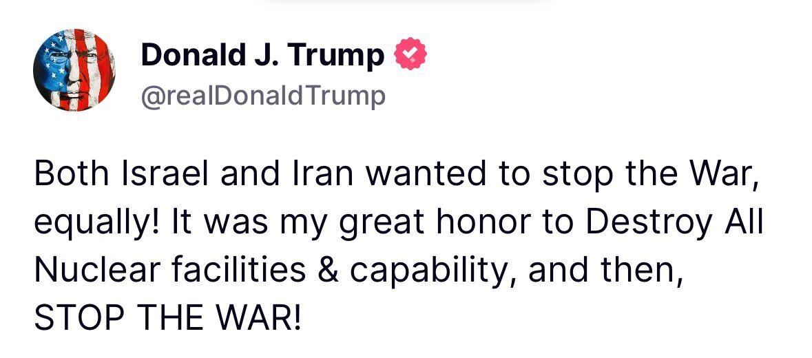 پیام جدید ترامپ درباره آتش&zwnj;بس بین ایران و رژیم صهیونیستی