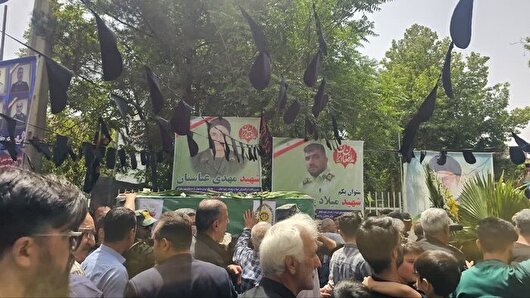 تشییع پیکر مطهر ۲ شهید تجاوز رژیم صهیونیستی در شهرستان بهارستان