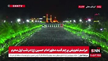 تصاویر هوایی از حضور انبوه عاشقان سیدالشهدا (ع) در مراسم تعویض پرچم گنبد حرم اباعبدالله الحسین (ع)