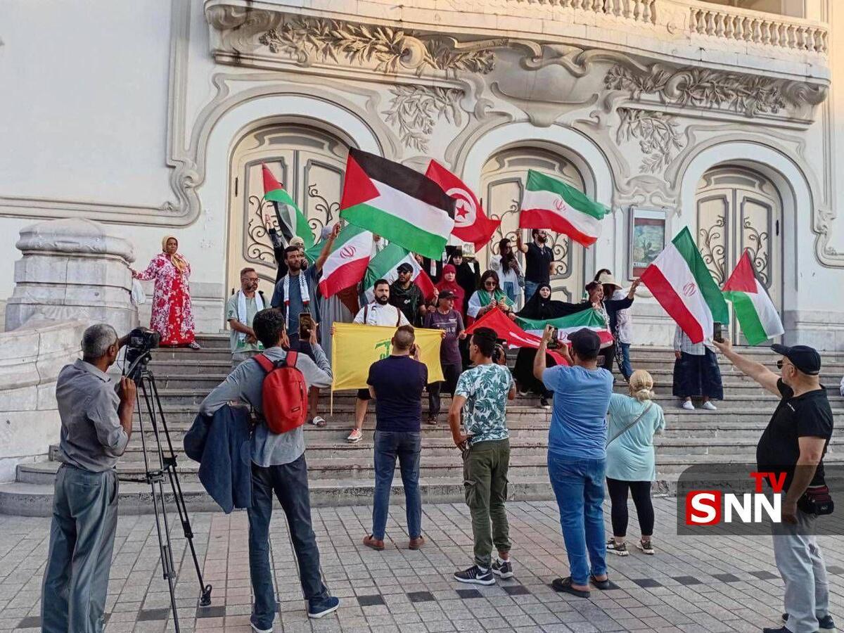 تشكلهای دانشجویی مردمی کشور تونس پرچم ایران را برافراشتند / حمایت از ايران در برابر رژيم صهيونيستی