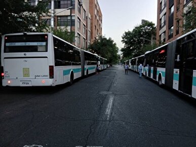 استقرار ناوگان اتوبوسرانی برای خدمات رسانی در مراسم تشییع پیکر شهیدان
