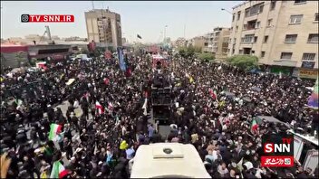 تایم لپسی از حضور پرشور و بی انتهای مردم در تشییع پیکر مطهر سرداران، دانشمندان و شهدای حمله تروریستی رژیم صهیونیستی