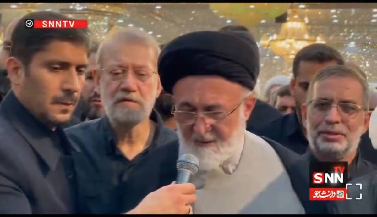 حضور علی لاریجانی در مراسم تدفین سپهبد شهید حسین سلامی + فیلم