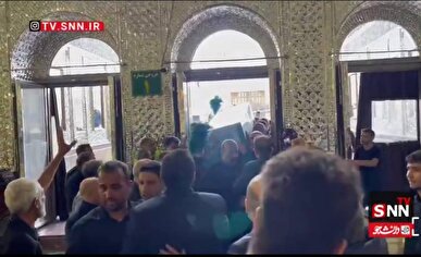 طواف پیکر سپهبد شهید سلامی گرداگرد حرم مطهر عبدالعظیم حسنی پیش از تدفین + فیلم