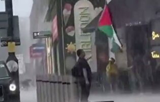 پرچم فلسطین زیر باران ویمبلدون