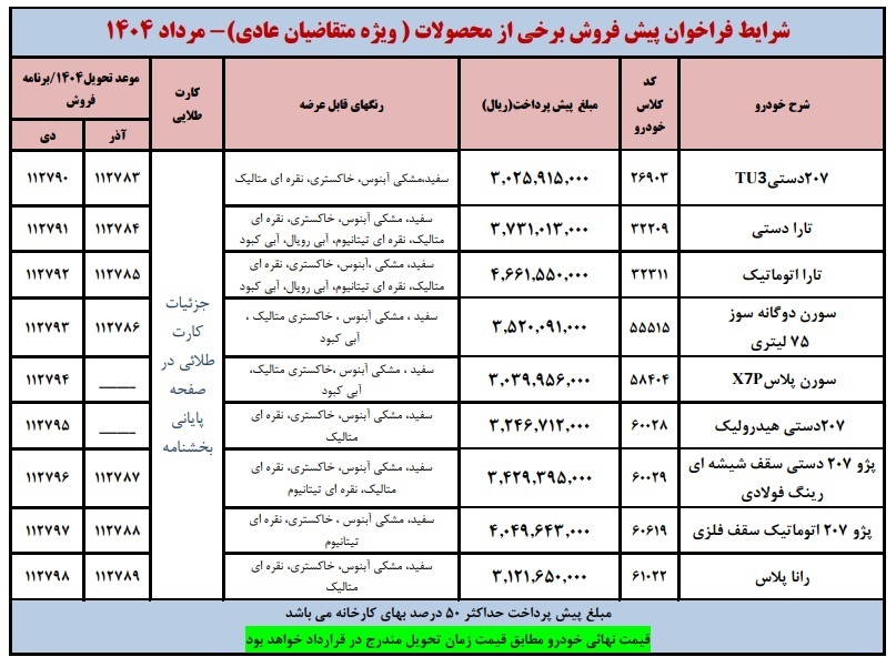فروش فوری ایران خودرو ویژه متقاضیان عادی + قیمت