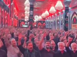 طنین شعار «ابالفضل علمدار خامنه‌ای نگهدار» در حرم سیدالشهدا (ع)