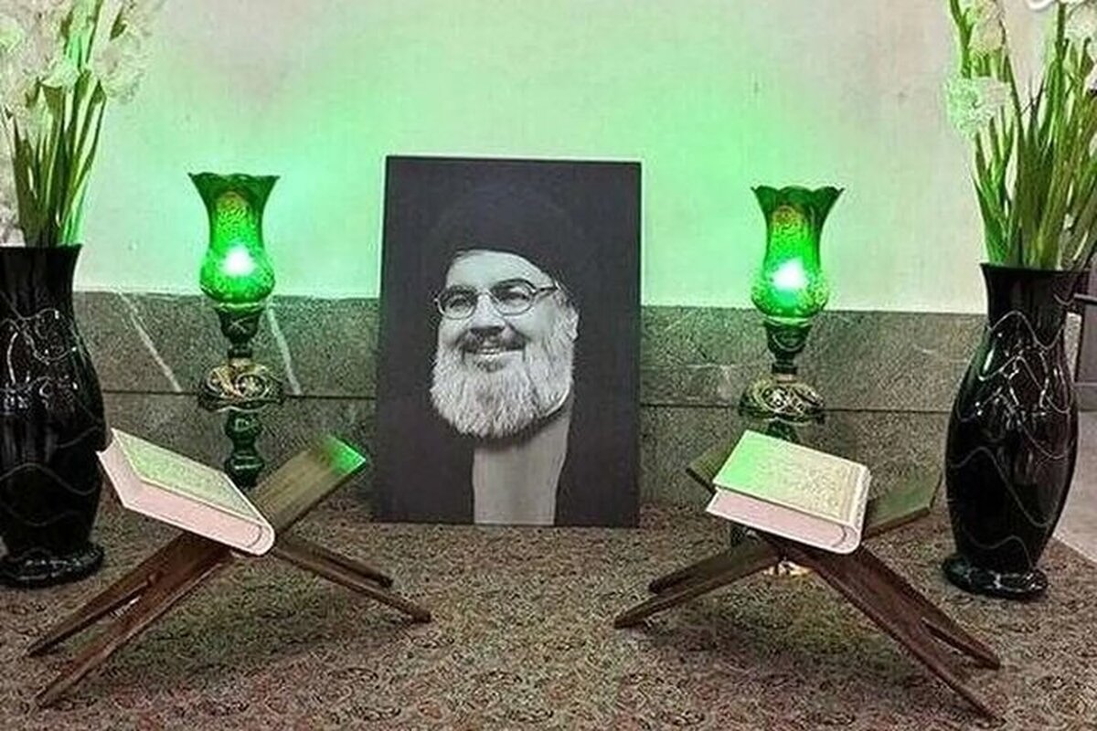 شعار لبیک یا خامنه ای در سخنرانی علی لاریجانی در جوار مزار شهید نصرالله + فیلم