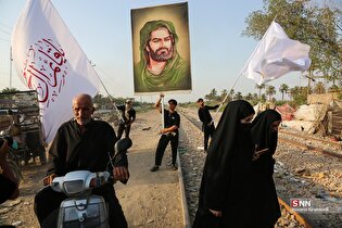 پیاده روی زائران اربعین در مسیر مسیب به کربلا