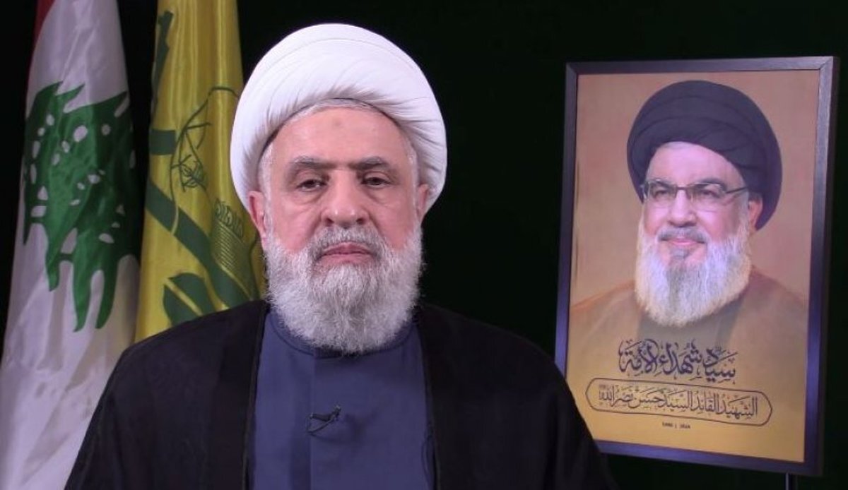 دیدار دبیرکل حزب الله لبنان با لاریجانی/ تأکید شیخ نعیم قاسم بر روابط برادری ایران و لبنان