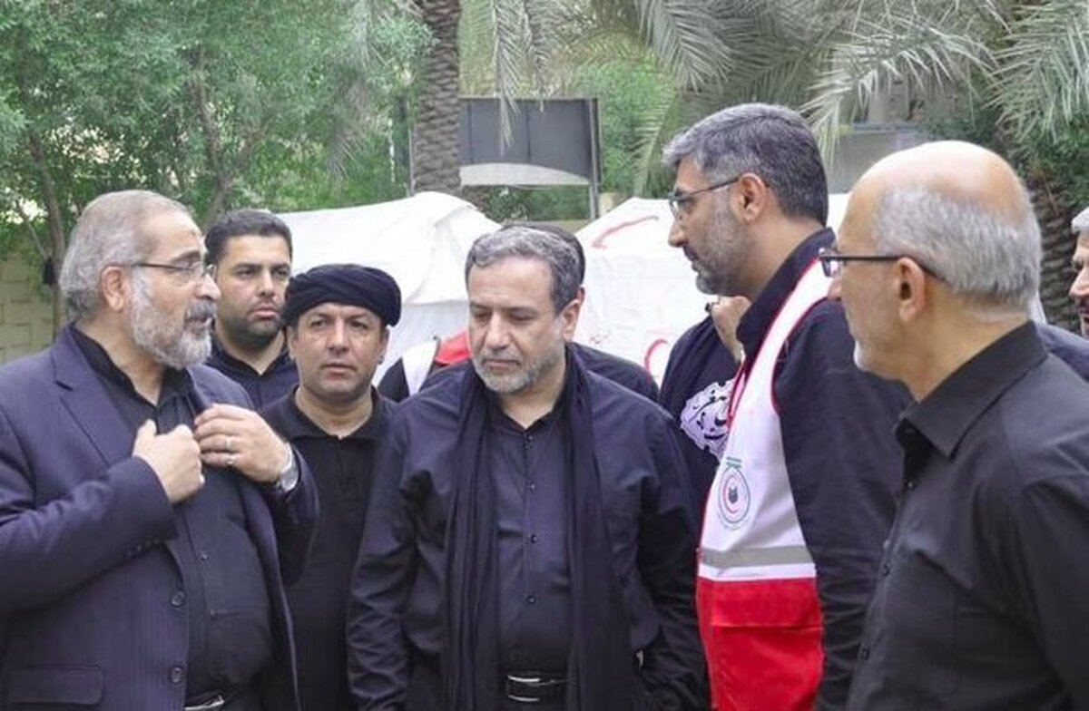 عراقچی همگام با زائران اربعینی + فیلم