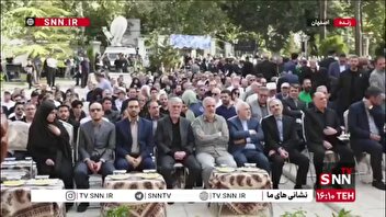 حضور سید عباس صالحی و محمد جواد ظریف در مراسم تشییع و بدرقه پیکر استاد فرشچیان