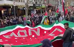 تظاهرات گسترده مردم ملبورن استرالیا در حمایت از فلسطین و محکومیت جنایات رژیم صهیونیستی