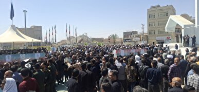 تشییع پیکر مطهر شهدای حادثه تروریستی حمله به دادگستری در زاهدان + فیلم