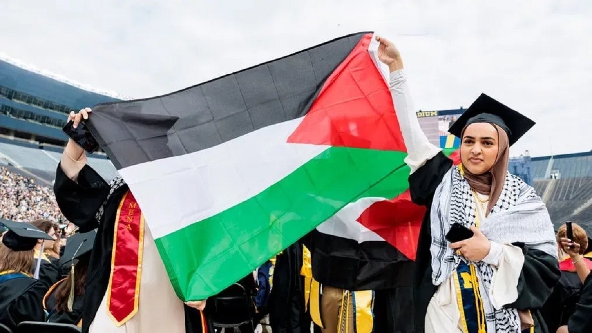 حمایت دانشجوی فارغالتحصیل دانشگاه لیدز از فلسطین + فیلم