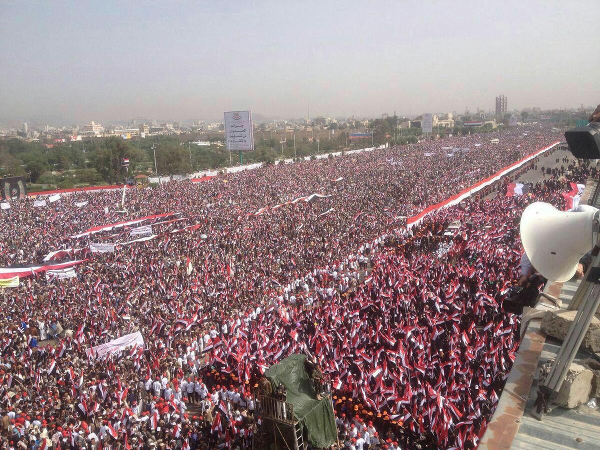 فریاد مرگ بر اسرائیل و آمریکا یمنی‌ها در راهپیمایی میلیونی + فیلم