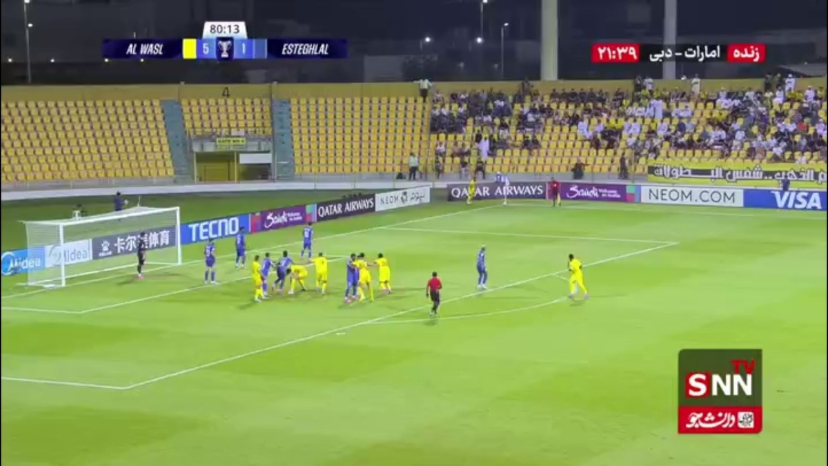 دقیقه ۸۰ شوت مهاجم الوصل به تیر دروازه برخورد و در یک رفت و برگشت توپ توسط مدافعان دفع شد