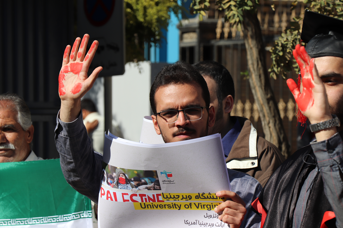 تجمع دانشجویان مشهد در سالروز عملیات طوفان‌الاقصی برای حمایت از کاروان دریایی صمود